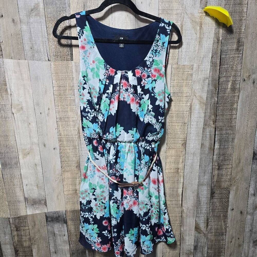 IZ Byer Floral Multicolor Mini Shift Dress Large Colorful Bright Summer Party
